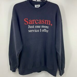 Vintage 90’s black Sarcasm Lee Heavyweight Crewneck Sweatshirt Measurements